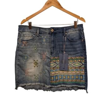 Hydraulic Soho High Rise Embroidered Denim Skirt Size 14